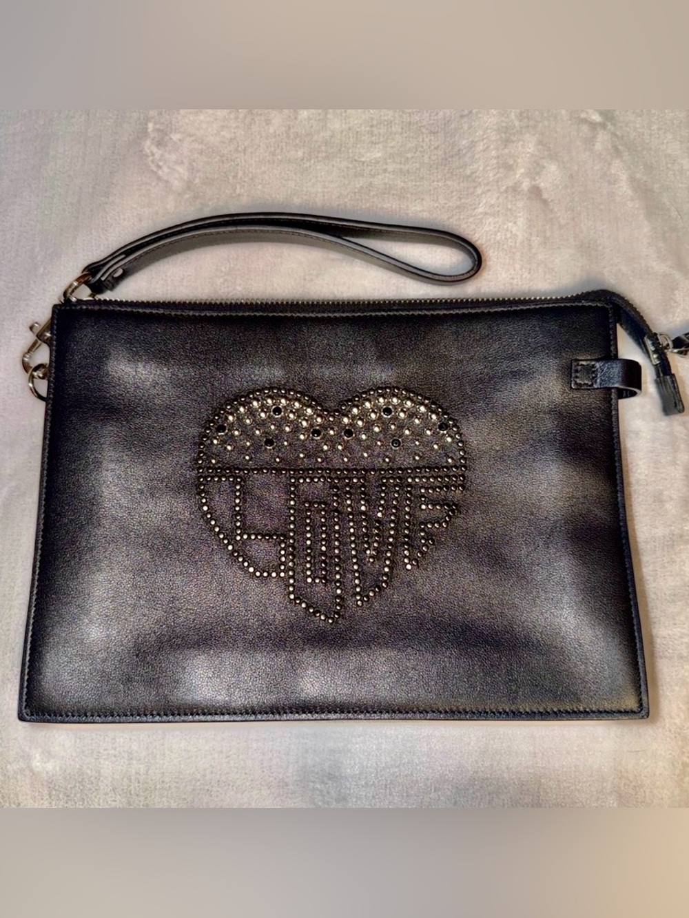 Valentino Garavani Rockstud Love Leather Clutch EUC